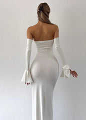 Off-Shoulder Long Sleeve Maxi Dress