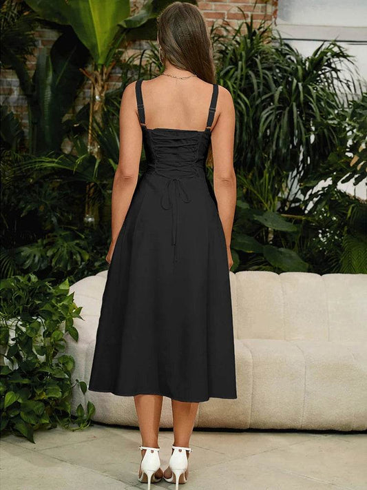 Sweet Solid Sleeveless Bandage Dress - Stylbelle