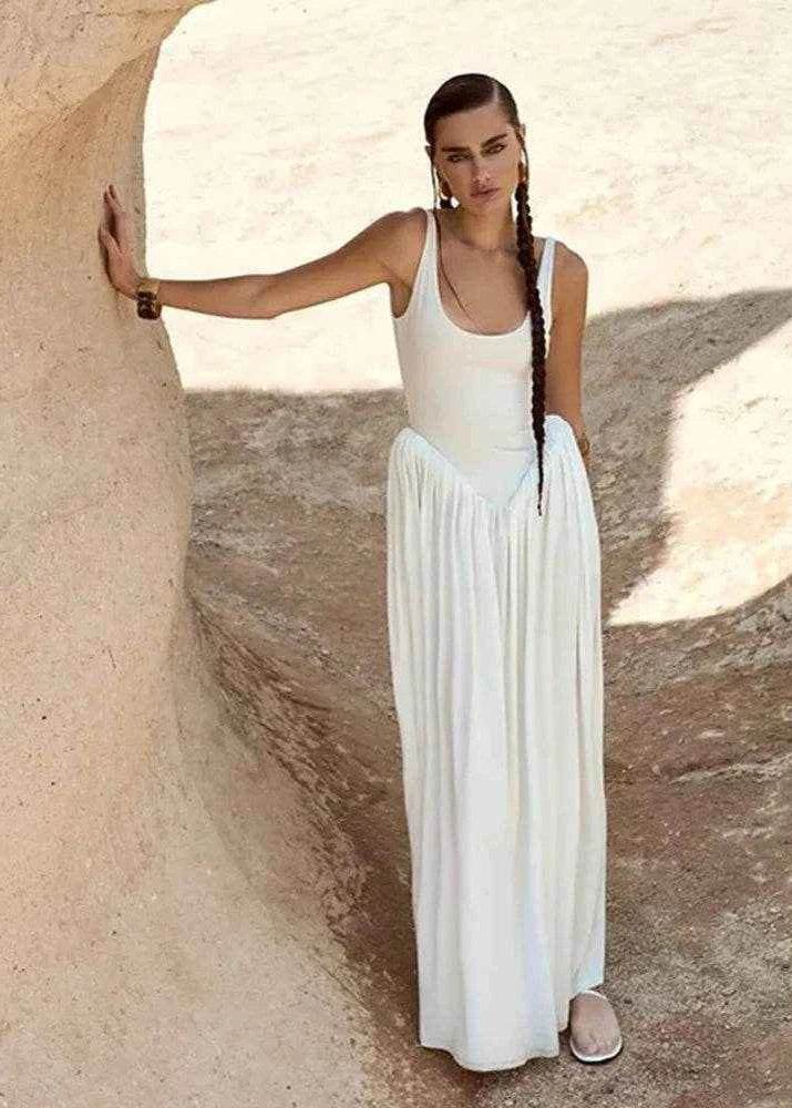 Cryptographic Ruched Split Backless Maxi Dress - Stylbelle