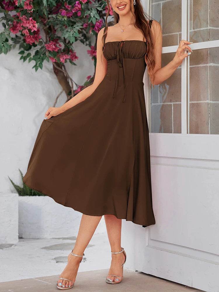 Sweet Solid Sleeveless Bandage Dress - Stylbelle