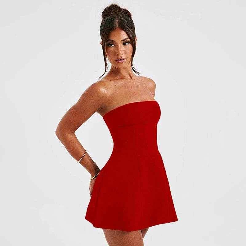 Strapless A-Line Club Dress – Sleek & Elegant - Stylbelle