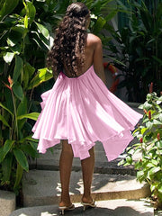 Chiffon Pleated Halter Dress